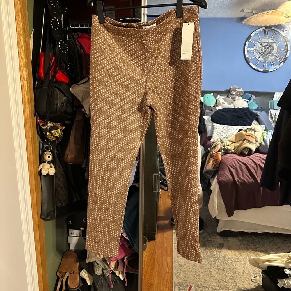 Calvin Klein Brown Hexagon Pattern Pants